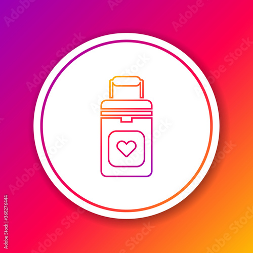 Color line Cooler box for human organs transportation icon isolated on color background. Organ transplantation concept. Organ container. Circle white button. Vector Illustration.