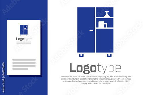 Blue Medicine cabinet icon isolated on white background. Logo design template element. Vector Illustration.