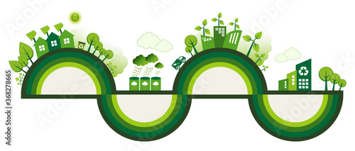 Green Eco city living concept with copy space for your text.