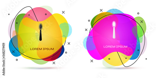 Color Disposable plastic spoon icon isolated on white background. Abstract banner with liquid shapes. Vector Illustration.