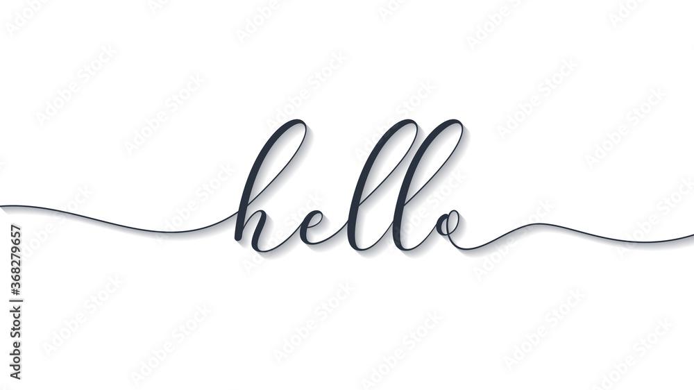 Hello Lettering Black Text Handwriting Calligraphy with Shadow isolated on White Background. Greeting Card Vector Illustration Design Template Element Hello Lettering Black Text Handwriting Calligraphy with Shadow isolated on White Background. Greeting Card Vector Illustration Design Template Element