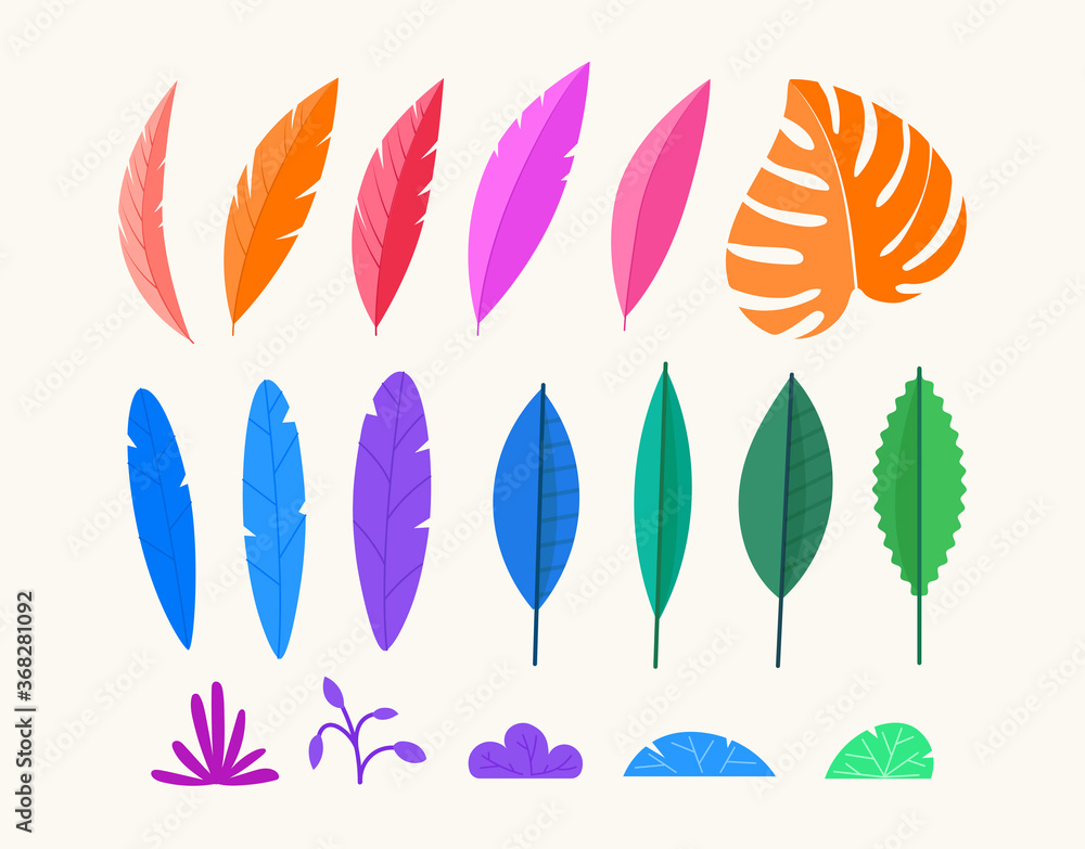 Fototapeta premium Vector design elements set. Collection of color leaves