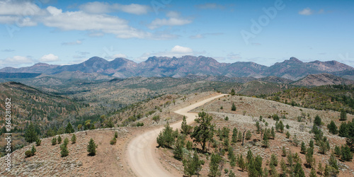 Windy dirt road leading through the Flinders Ranges photo