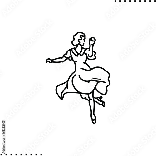 Woman dancing charleston vector icon in outlines © Olena Panasovska