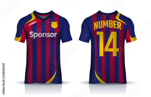 t-shirt sport design template, Soccer jersey mockup for football club. uniform front and back view. 