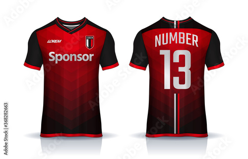 t-shirt sport design template, Soccer jersey mockup for football club. uniform front and back view.
