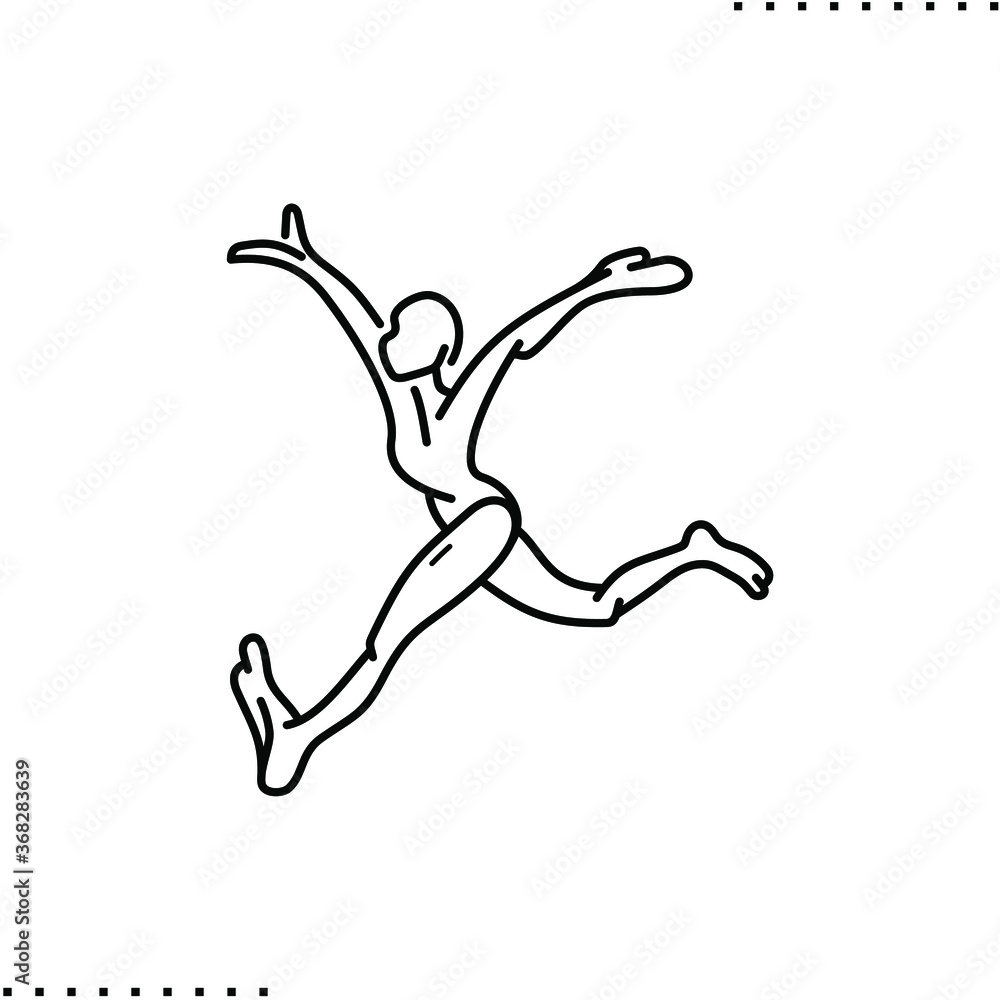 Happy marathon runner vector icon in outlines Happy marathon runner vector icon in outlines