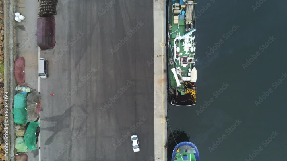 Boats Moored in coastal village.Spain. Aerial Drone Video Boats Moored in coastal village.Spain. Aerial Drone Video