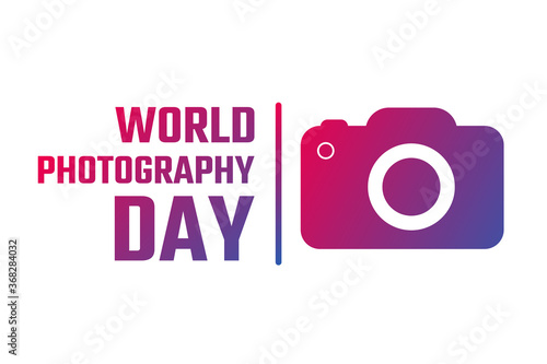 World photo or photography Day. August 19. Holiday concept. Template for background, banner, card, poster with text inscription. Vector EPS10 illustration.