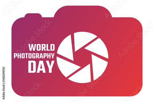 World photo or photography Day. August 19. Holiday concept. Template for background, banner, card, poster with text inscription. Vector EPS10 illustration.