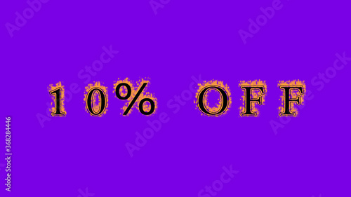 10% off fire text effect violet background. animated text effect with high visual impact. letter and text effect. Alpha Matte. 