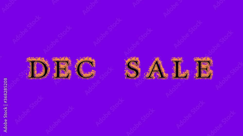 dec sale fire text effect violet background. animated text effect with high visual impact. letter and text effect. Alpha Matte. 