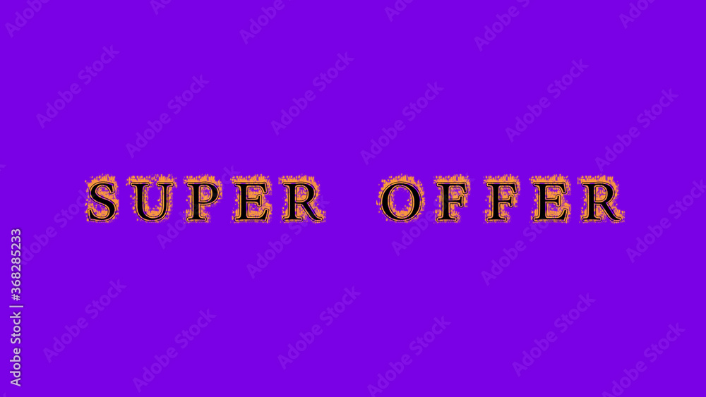 super offer fire text effect violet background. animated text effect with high visual impact. letter and text effect. Alpha Matte. 