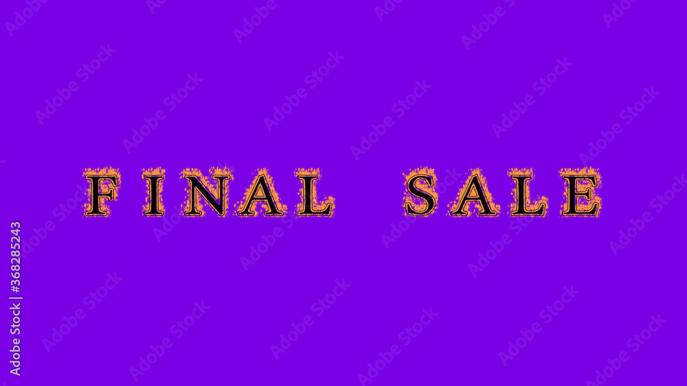 final sale fire text effect violet background. animated text effect with high visual impact. letter and text effect. Alpha Matte. 