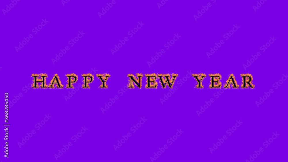 happy new year fire text effect violet background. animated text effect with high visual impact. letter and text effect. Alpha Matte. 