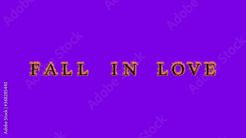 fall in love fire text effect violet background. animated text effect with high visual impact. letter and text effect. Alpha Matte. 