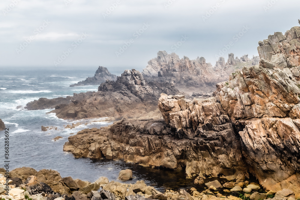 rocky coast of the island of Ouessant, off Brittany
