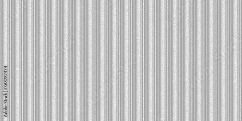 Silver white wavy iron wall pattern. Fluted metal fencing backdrop. Corrugated metal texture. Crimp fence background. Ribbed metallic surface. photo