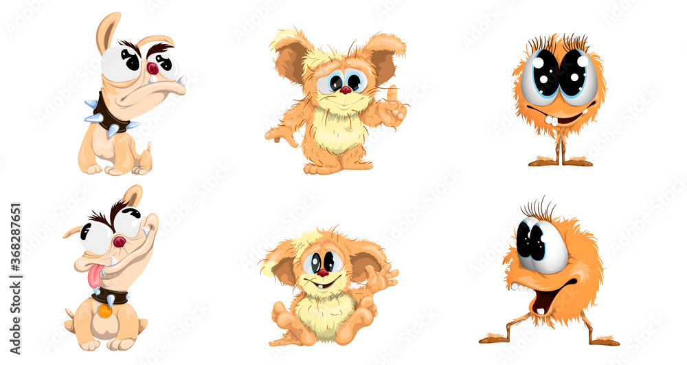 Fototapeta premium Set of funny animals in cartoon style