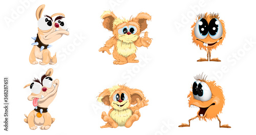 Set of funny animals in cartoon style
