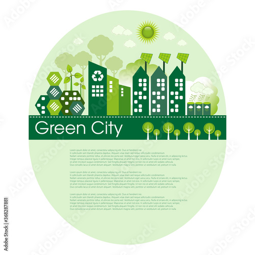 Green Eco city living concept with copy space.