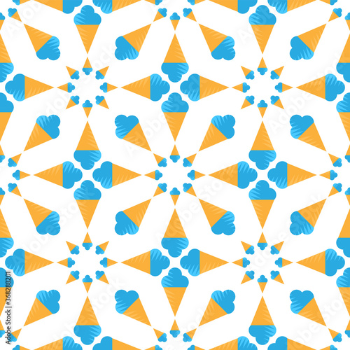 seamless pattern of blue ice cream cone on white background. Vector image