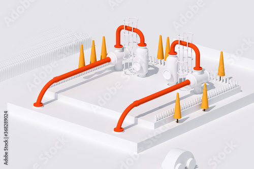 3D rendering white compressor station illustration