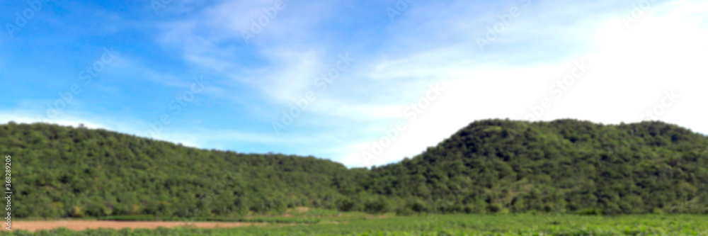 blurred hill or mountains range and grass in nature, landscape mountain and meadow blur, mountain blur for background