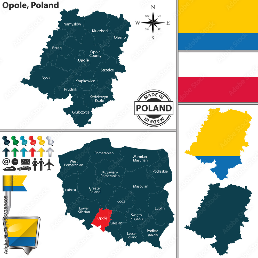 Fototapeta premium Map of Opole, Poland