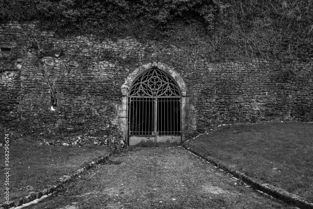 Gothic entrance to the cave of the castle of Montrésor Gothic entrance to the cave of the castle of Montrésor