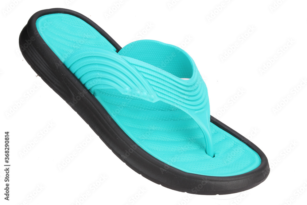 ocene blue color slipper isolated on white background ocene blue color slipper isolated on white background