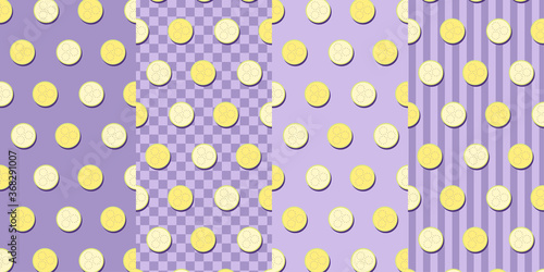 夏の野菜　ナスの輪切り柄　シームレスパターンセット（スウォッチ）