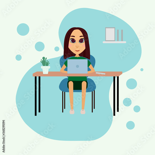 Woman working at the table