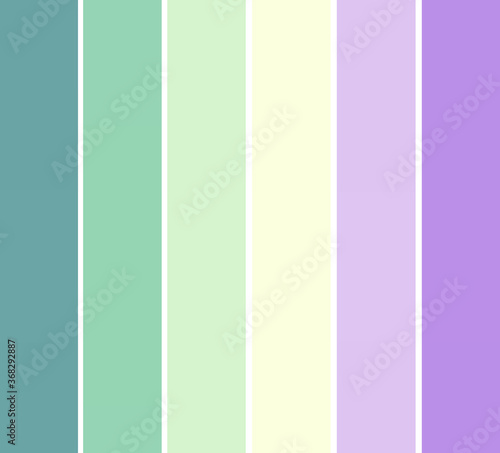 Pastel violet green yellow colors in abstract geometric pattern colorful scheme. Stripes in fresh light spring color combination, fashion lilac, mint, turquoise trends. For backgrounds and printing.