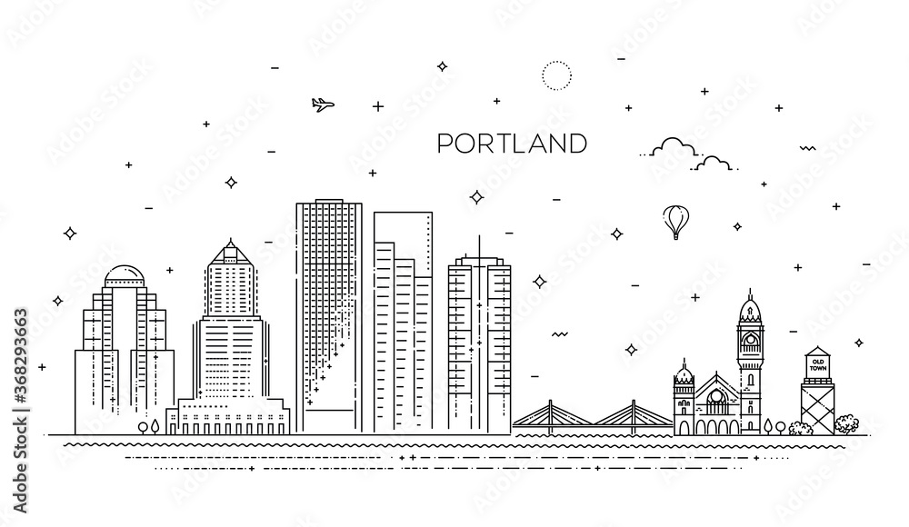 Oregon, Portland line skyline vector illustration