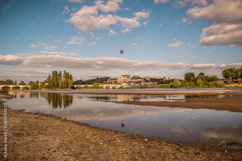 Balloons flying above the Loire Valley in Amboise
