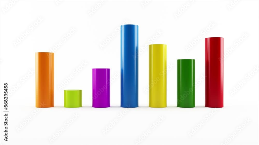 Colorful graphic bar chart. 4k animation of a colorful bar chart graph Colorful graphic bar chart. 4k animation of a colorful bar chart graph