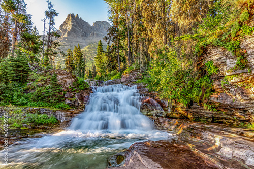Lower Virginia Falls Creek in Glacier National Park, USA