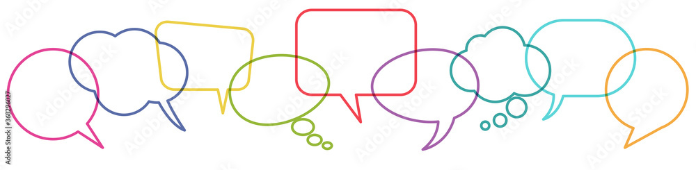 colored speech bubbles in a row colored speech bubbles in a row