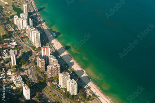 Aerial View of Condo Buildings in Front of the Sao Conrado Beach in Rio de Janeiro, Brazil