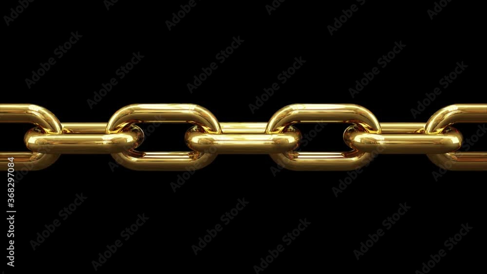 Gold chain. 4k 3D animation of a golden chain spinning with hyper realistic reflections Gold chain. 4k 3D animation of a golden chain spinning with hyper realistic reflections