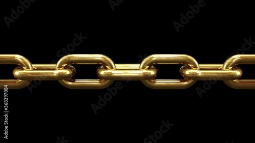 Gold chain. 4k 3D animation of a golden chain spinning with hyper realistic reflections