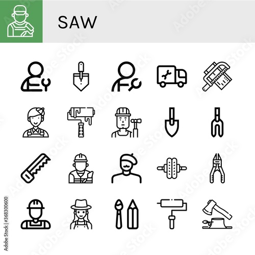 saw simple icons set