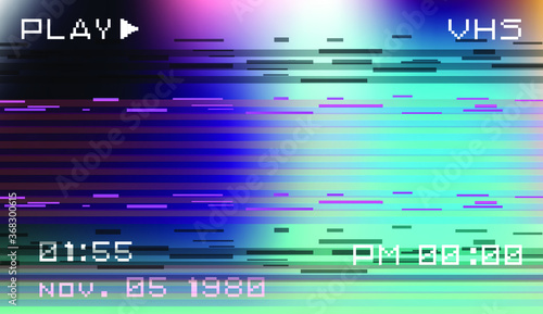 Abstract background with pixel noise artifacts. Glitched old-school screen with digital datamoshing VHS effect, an old analog video recording on tape cassette.