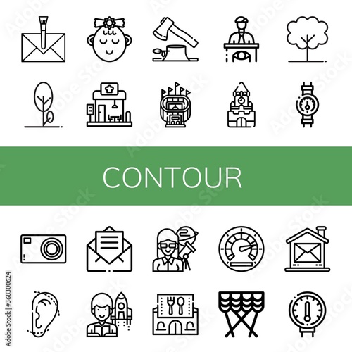 contour simple icons set
