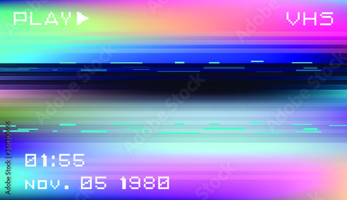 Abstract background with pixel noise artifacts. Glitched old-school screen with digital datamoshing VHS effect, an old analog video recording on tape cassette.