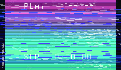 Abstract technology background with pixel noise compression artifacts. Glitched screen with digital datamoshing effect like retro look of an old damaged VHS tape.