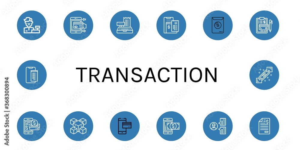 Set of transaction icons Set of transaction icons