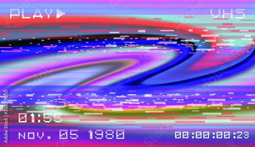 Abstract technology background with pixel noise compression artifacts. Glitched screen with digital datamoshing effect like retro look of an old damaged VHS tape.