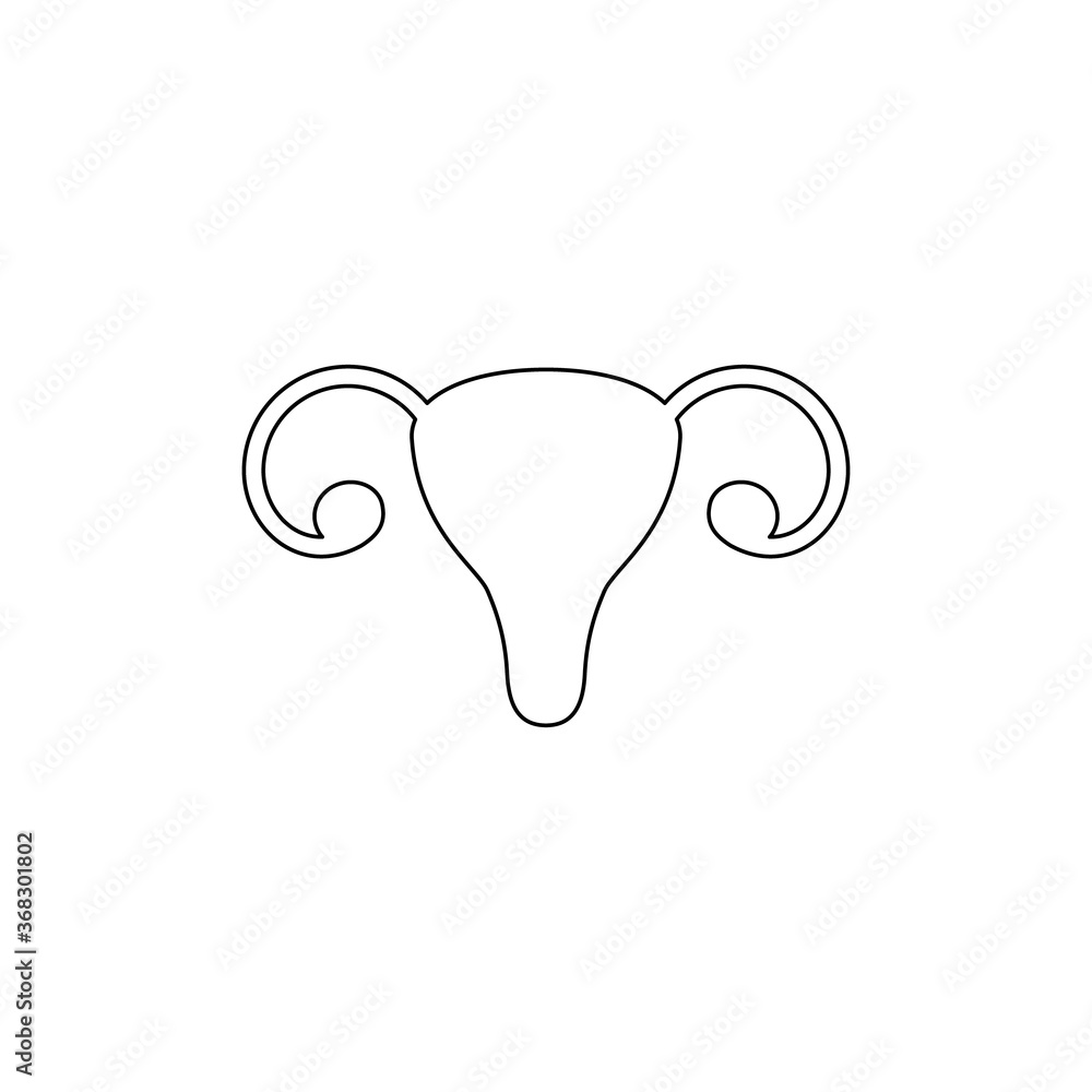 Female reproduction system line icon. Women reproduction system outline black shape vector illustration isolated on white background Female reproduction system line icon. Women reproduction system outline black shape vector illustration isolated on white background
